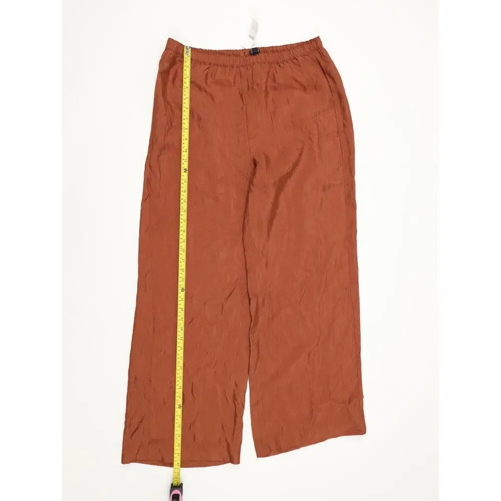 Boho Luxe Resort J.Crew Stratus Satin Wide Leg Pants Toasted Paprika M NWT